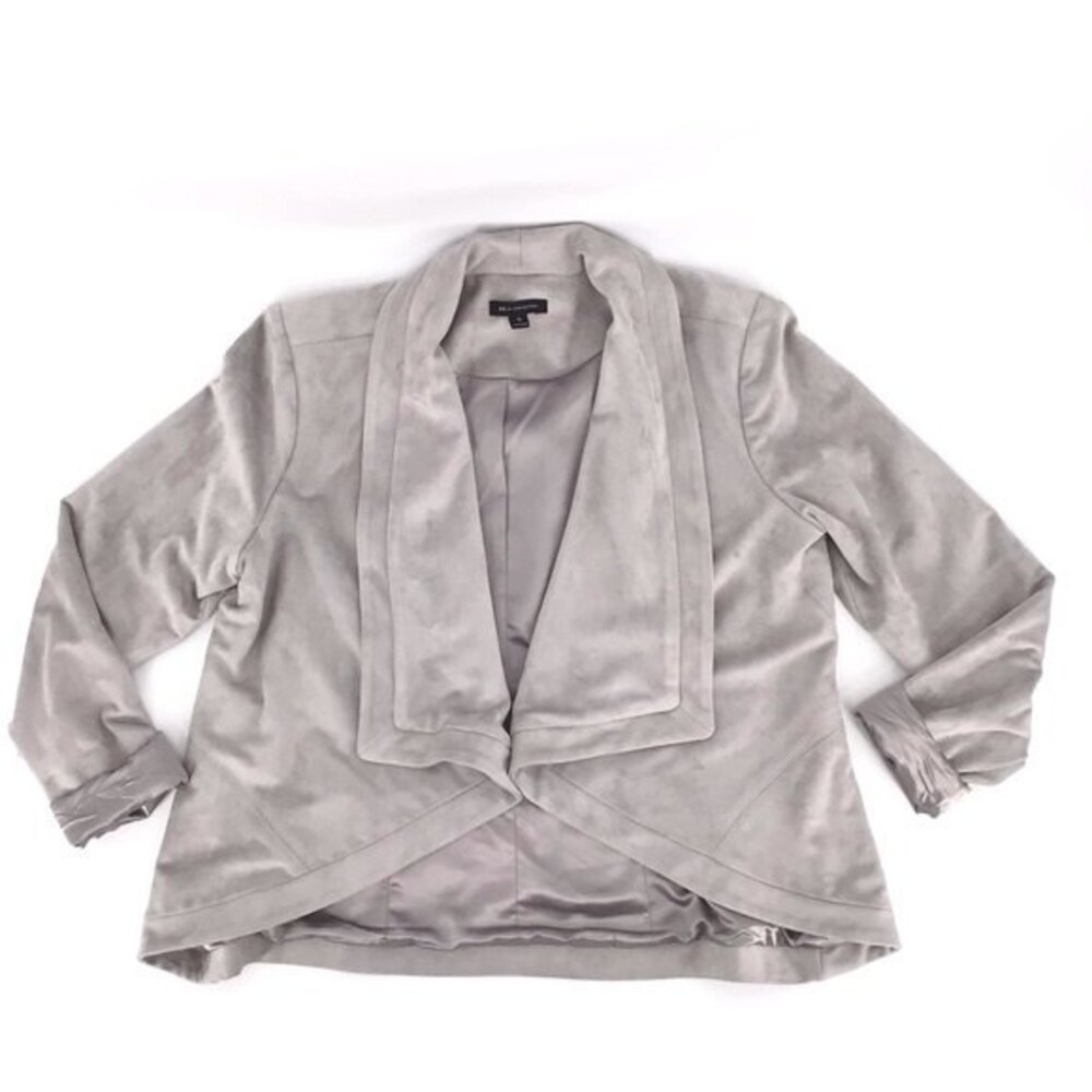 H By Halston Faux Suede Open Front Draped Jacket Size 12
